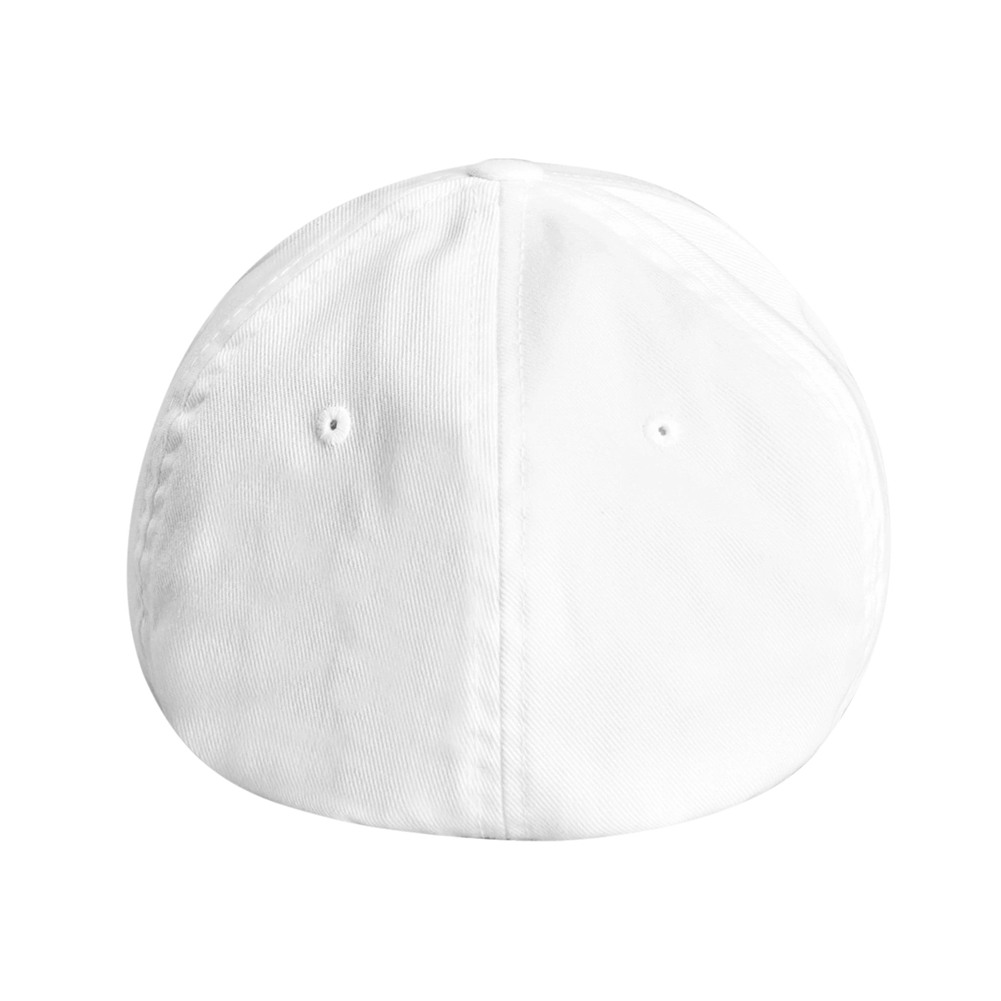 Back of en's Flexfit 6277 baseball hat with 'Flesh' in red text. Minimal design, supreme comfort. 