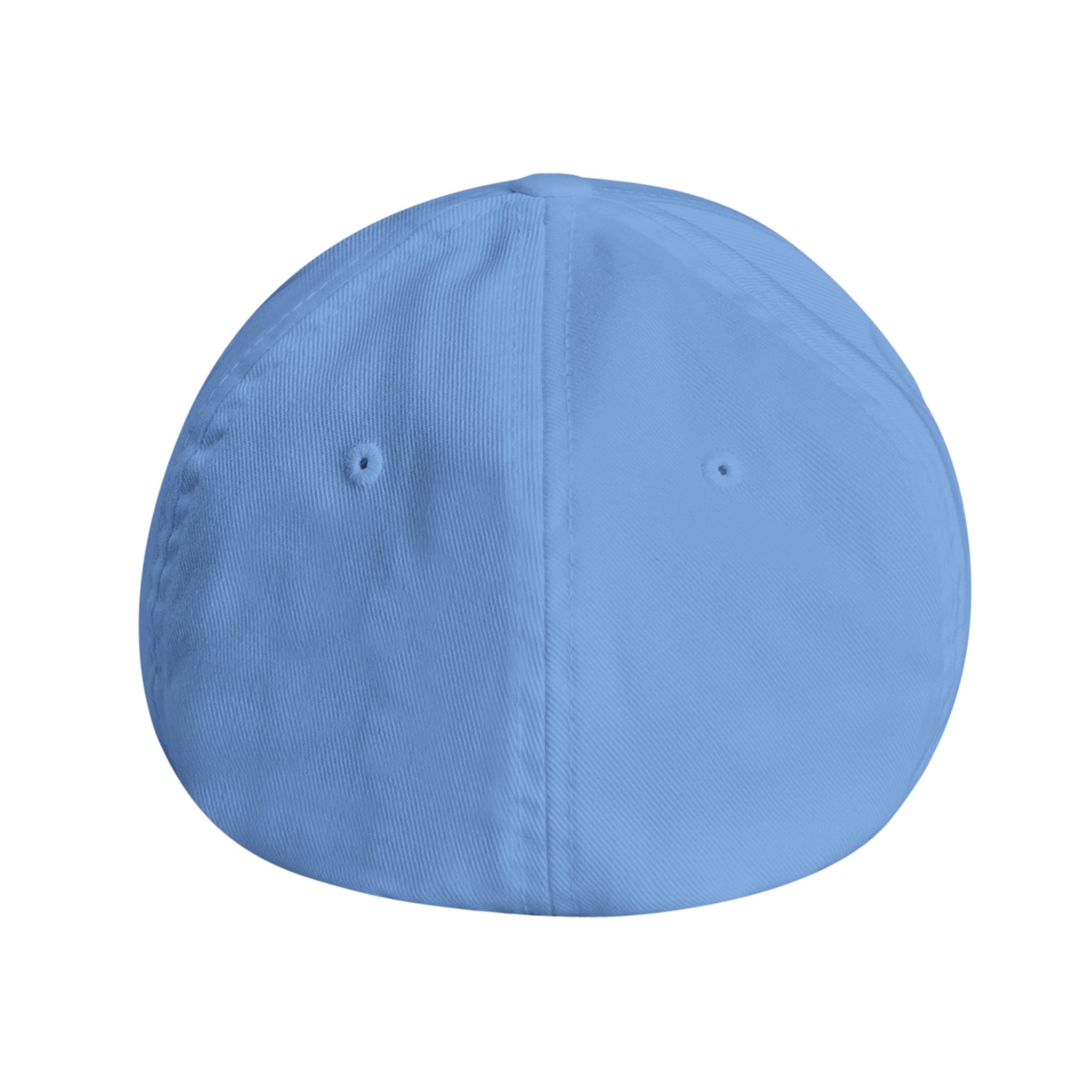 Closed back of baby blue One with My Husband Flexfit hat, feminine, urban Christian cap, matching couple's headwear.